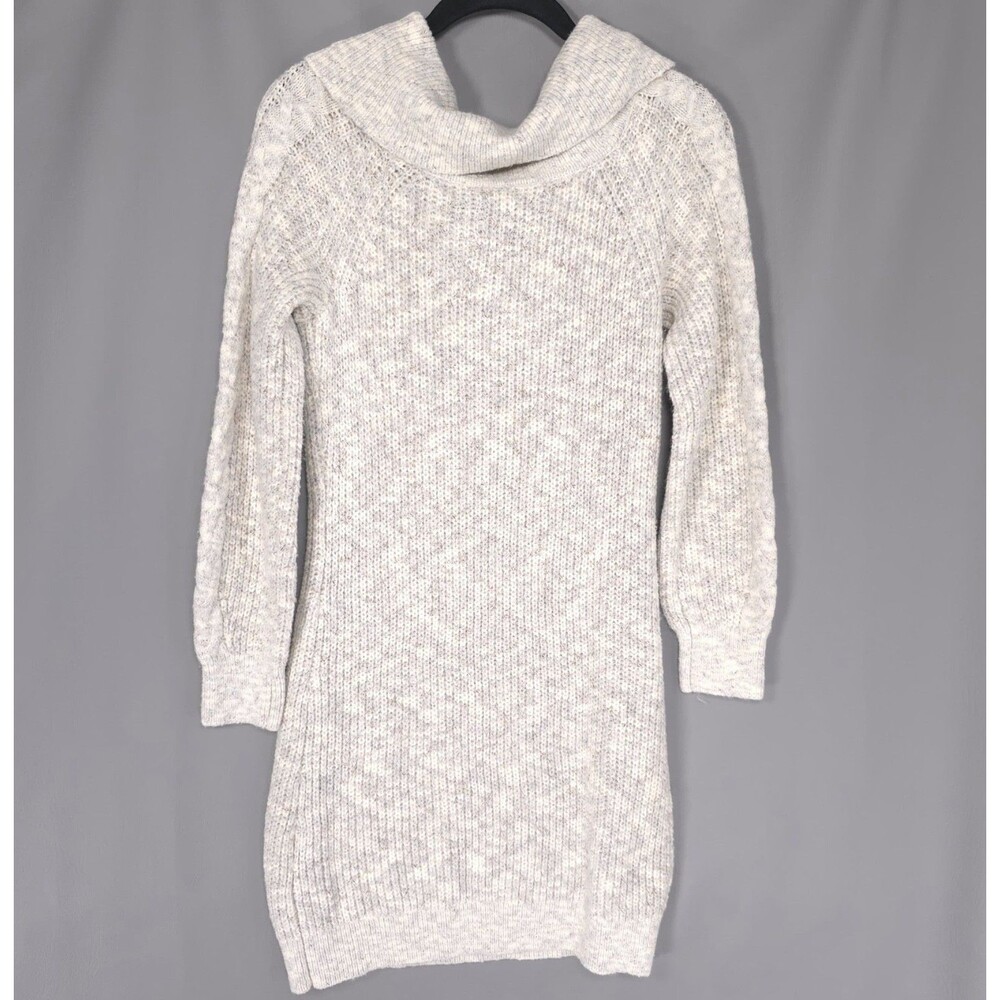 ABERCROMBIE & FITCH Women's Sweater Dress SMALL Gray Cozy Cable Knit Cowl Neck